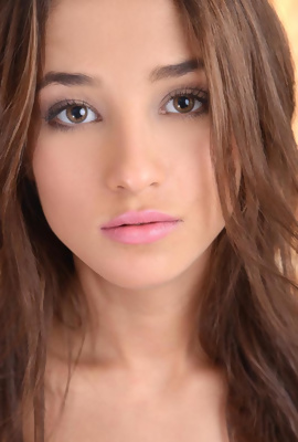 Pretty Brunette Sasha naked on the bed